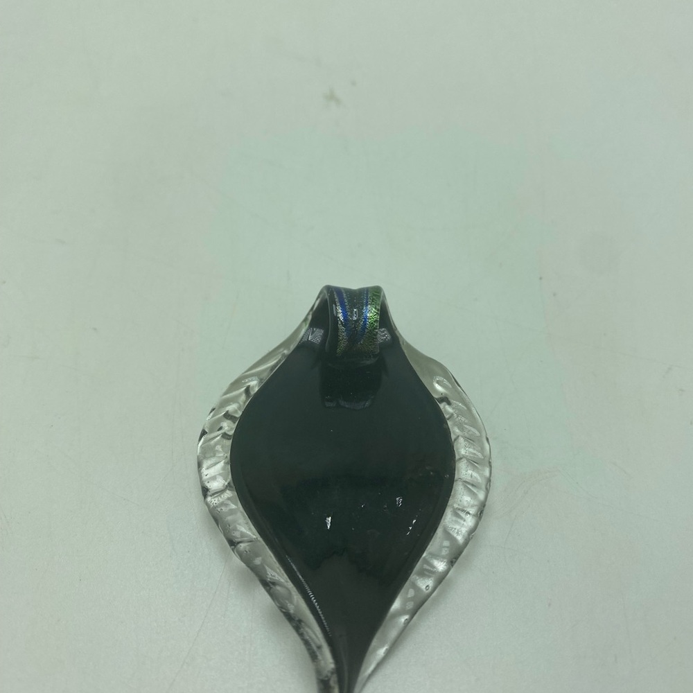 Hand Blown Art Glass Feather Pendant Murano Style - Picture 2 of 4